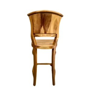Wooden Teak Swivel Bar Chair | No Arms - Image 3
